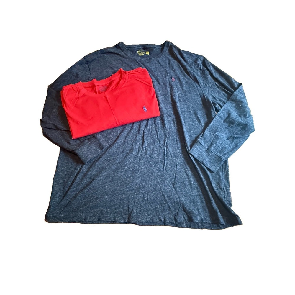 Polo Ralph Lauren Men's Tee Shirts Lot Of 2 Size XXL Classic Long & Short Sleeve